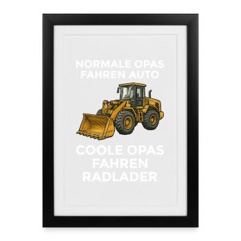 Cool Grandpas Drive Wheel Loader – Funny Grandpa Gift - Framed poster (27 × 37 cm) - black - Front