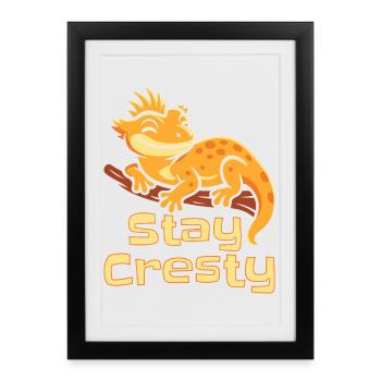 Crested Gecko Reptile Humor Lizard - Framed poster (27 × 37 cm) - black - Front