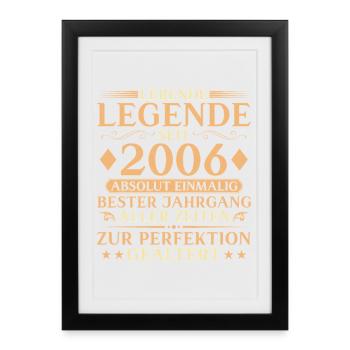 Millésime 2006 Anniversaire 20 ans Cadeau - Affiche encadrée (27 × 37 cm) - noir - Devant