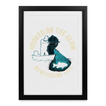 Accro à l’aventure de pêche à l’arc Glow - Affiche encadrée (27 × 37 cm) - noir - Devant