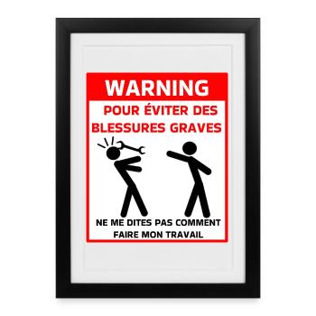 Safety warning t - Framed poster (27 × 37 cm) - black - Front