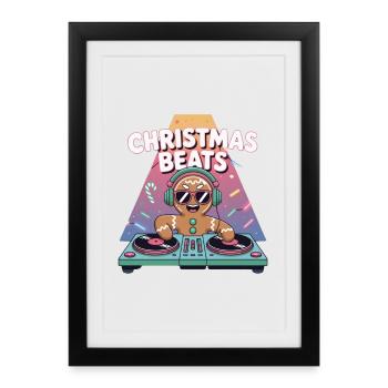 Christmas Beats DJ Gingerbread - Framed poster (27 × 37 cm) - black - Front