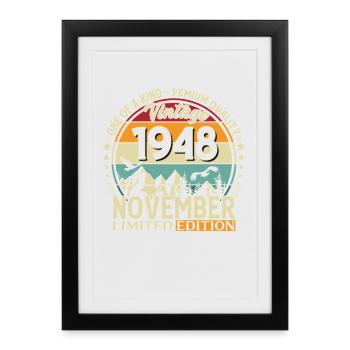 77ème Anniversaire Millésime Novembre Cru 1948 - Affiche encadrée (27 × 37 cm) - noir - Devant