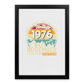 50ème Anniversaire Vintage Novembre Cru 1976 - Affiche encadrée (27 × 37 cm) - noir - Devant