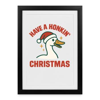 L’oie de Noël klaxonne Noël - Affiche encadrée (27 × 37 cm) - noir - Devant