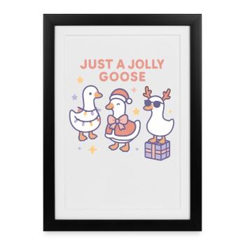 Christmas Just A Jolly Goose Family Fun - Framed poster (27 × 37 cm) - black - Front