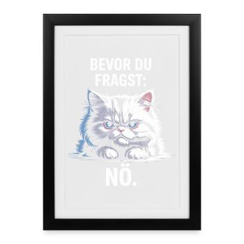 Bevor Du Fragst Nö Katze Morgenmuffel Nein Katzen - Affiche encadrée (27 × 37 cm) - noir - Devant