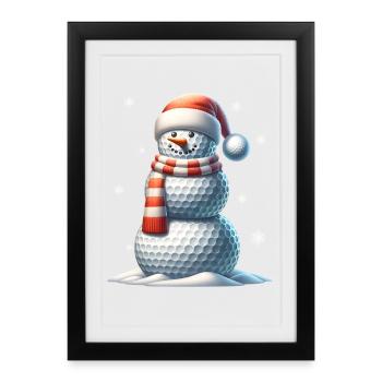 GOlf Noël Sports de Noël Père Noël - Affiche encadrée (27 × 37 cm) - noir - Devant