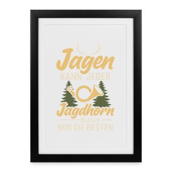 Chasse Cor Chasseur Chasse Cor Souffleur Chasse Chasse - Affiche encadrée (27 × 37 cm) - noir - Devant