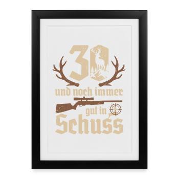 Jäger 30e anniversaire Chasse 30 ans en pleine forme - Affiche encadrée (27 × 37 cm) - noir - Devant