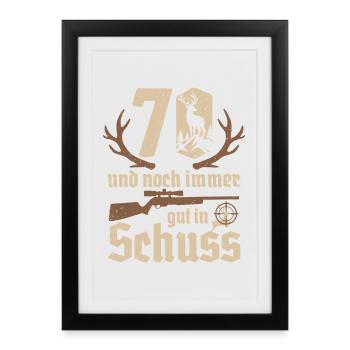 Jäger 70 ans Chasse 70 ans en pleine forme - Affiche encadrée (27 × 37 cm) - noir - Devant