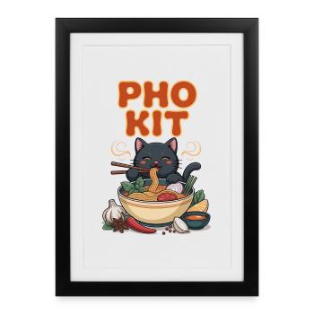Pho Kit Bol de nouilles Foodie Asiatique - Affiche encadrée (27 × 37 cm) - noir - Devant