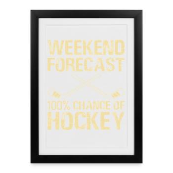 Hockey Hockey sur glace Cadeau pour joueur de hockey sur glace - Affiche encadrée (27 × 37 cm) - noir - Devant