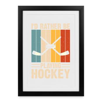 Hockey Hockey sur glace Cadeau pour joueur de hockey sur glace - Affiche encadrée (27 × 37 cm) - noir - Devant