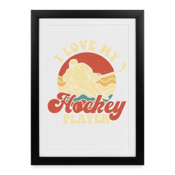 Hockey Hockey sur glace Cadeau pour joueur de hockey sur glace - Affiche encadrée (27 × 37 cm) - noir - Devant