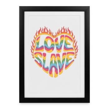 T-shirt d’amour rétro – Coeur coloré avec esclave d’amour - Affiche encadrée (27 × 37 cm) - noir - Devant