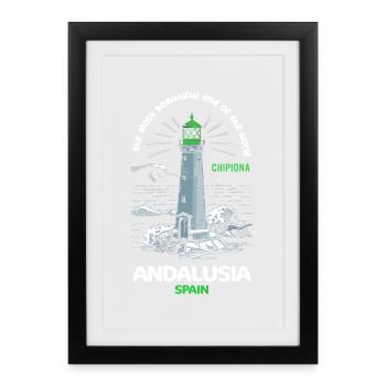Andalousie Le Plus Bel Endroit du Monde Voyage - Affiche encadrée (27 × 37 cm) - noir - Devant