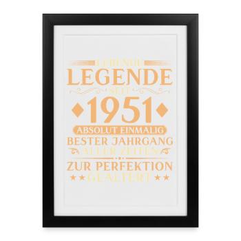 Vintage 1951 Birthday 75 Years Gift - Framed poster (27 × 37 cm) - black - Front