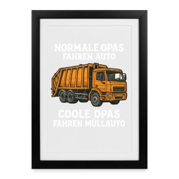 Cool Grandpas Drive Camion à ordures - Funny Grandpa Design - Affiche encadrée (27 × 37 cm) - noir - Devant