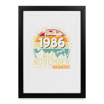 40ème Anniversaire Vintage Novembre Cru 1986 - Affiche encadrée (27 × 37 cm) - noir - Devant