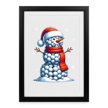 GOlf Noël Sports de Noël Père Noël - Affiche encadrée (27 × 37 cm) - noir - Devant