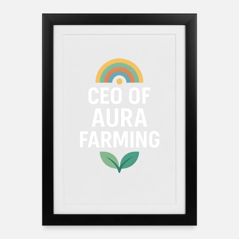 Aura Farming CEO, lustiger Meme-Spruch - Gerahmtes Poster (27 × 37 cm) - Schwarz
