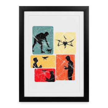 Drones Flying Saying Gift Idea - Framed poster (27 × 37 cm) - black - Front