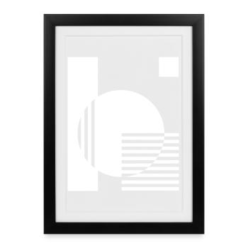 Geometric Mono Circle Stripes - Framed poster (27 × 37 cm) - black - Front