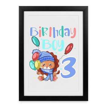 3ème anniversaire Leo - Affiche encadrée (27 × 37 cm) - noir - Devant