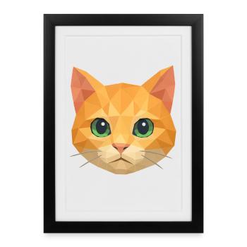 Polygon Cat – Geometric Cat Design - Framed poster (27 × 37 cm) - black - Front