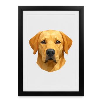 Polygon Labrador Retriever Cadeau - Affiche encadrée (27 × 37 cm) - noir - Devant