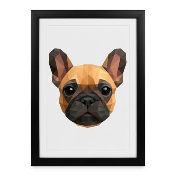 Polygone Bouledogue Français – Chien mignon - Affiche encadrée (27 × 37 cm) - noir - Devant