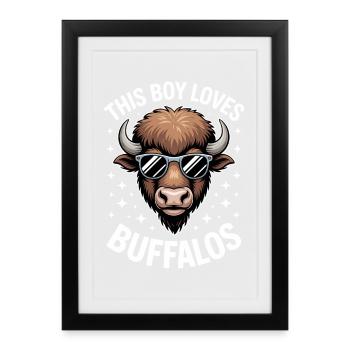 Buffalo Dire les gars drôle Buffalo cadeau - Affiche encadrée (27 × 37 cm) - noir - Devant