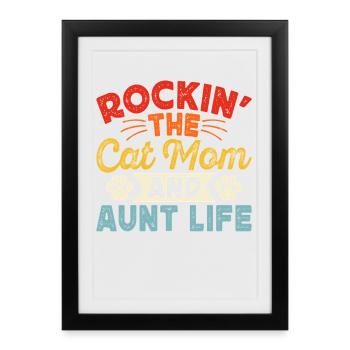 Chat Maman Tante Cadeau - Affiche encadrée (27 × 37 cm) - noir - Devant