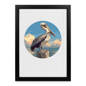 Pelicans Pelican - Framed poster (27 × 37 cm) - black - Front