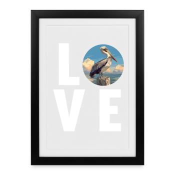 Pelicans Pelican - Framed poster (27 × 37 cm) - black - Front
