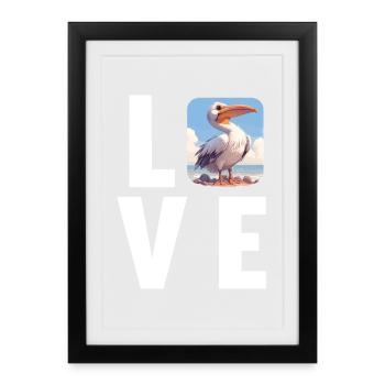 Pelicans Pelican - Framed poster (27 × 37 cm) - black - Front