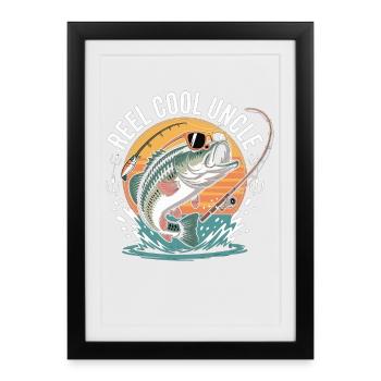 T-shirt de pêcheur – Reel Cool Uncle - Affiche encadrée (27 × 37 cm) - noir - Devant