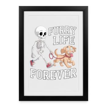 Skeleton with Dog - Gift for Animal Lovers - Framed poster (27 × 37 cm) - black - Front