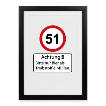 51 Caution only fill beer as fuel - Framed poster (27 × 37 cm) - black - Front