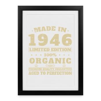 1946 Vintage Cadeau D'anniversaire - Affiche encadrée (27 × 37 cm) - noir - Devant