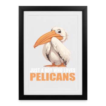 Pelicans Pelican - Framed poster (27 × 37 cm) - black - Front