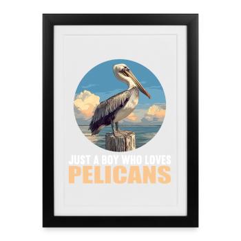 Pelicans Pelican - Framed poster (27 × 37 cm) - black - Front