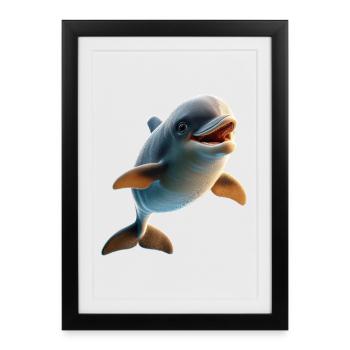 Dauphin Plongeur Dauphins Océan Dauphins mignons Dauphin - Affiche encadrée (27 × 37 cm) - noir - Devant