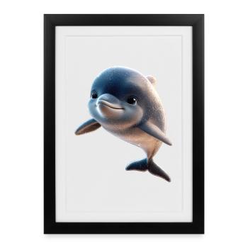 Dauphin Plongeur Dauphins Océan Dauphins mignons Dauphin - Affiche encadrée (27 × 37 cm) - noir - Devant