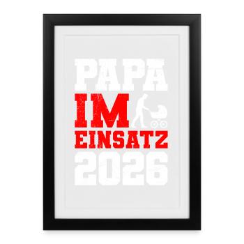 Paternité PAPA EN ACTION 2026 DRÔLE - Affiche encadrée (27 × 37 cm) - noir - Devant