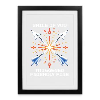Smile When You Trigger Team Damage | Co-op - Framed poster (27 × 37 cm) - black - Front