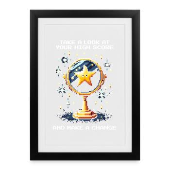 Look at the high score – change something | Arcade - Framed poster (27 × 37 cm) - black - Front