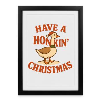 L’oie de Noël klaxonne Noël - Affiche encadrée (27 × 37 cm) - noir - Devant