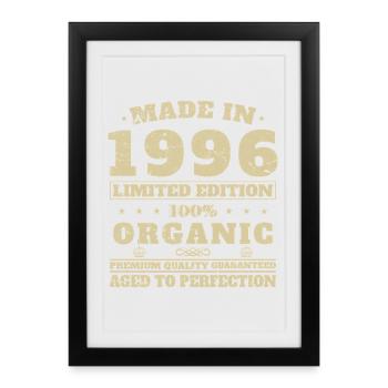 1996 Vintage Rétro Cadeau D'anniversaire - Affiche encadrée (27 × 37 cm) - noir - Devant